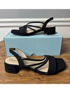 LifeStride Joy 2 Slingback Sandal Women's Size 8.5 W Black Cushion Strappy